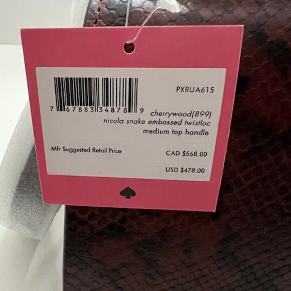 Kate Spade Nicola Snake-Embossed Twistlock Medium Top Handle Satchel Bag - Picture 7 of 7